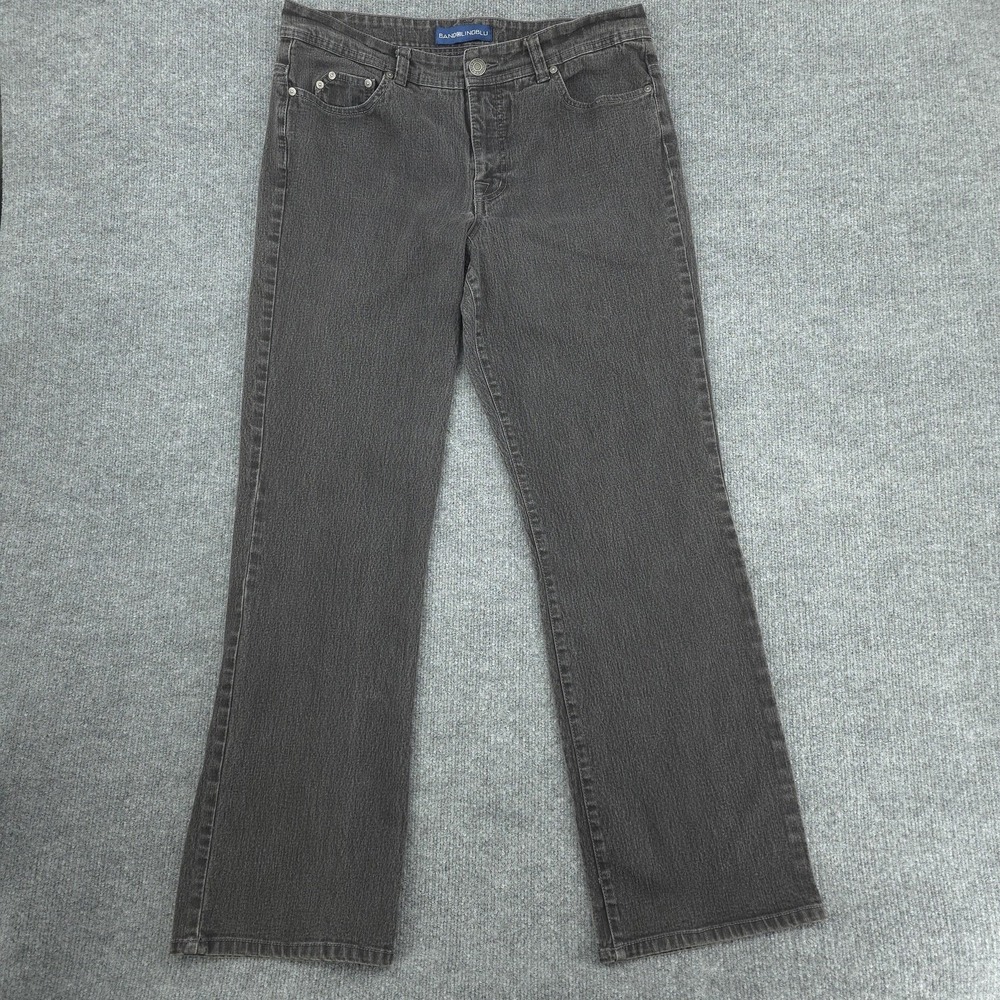 BandolinoBlu Jeans Womens 14 Gray Charcoal Wash High Rise Straight Stretch 36x30
